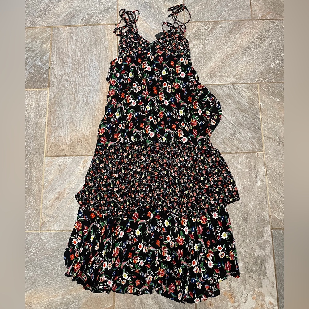 Club Monaco Black Floral Casual Dress